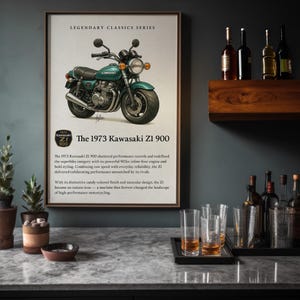 1973 Kawasaki Z1 900 Printable Art, Vintage Motorcycle Wall Poster