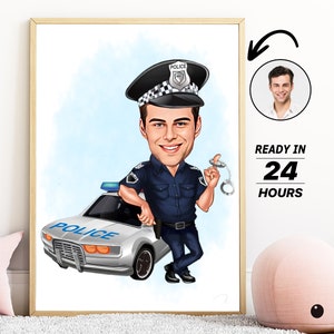 Personligt polisporträtt, personlig karikatyrteckning, gåva bild 4