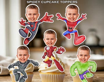 Spidey Superhero Personalized Cupcake Toppers – Custom Birthday Party Decor (Digital Download)