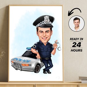 Personligt polisporträtt, personlig karikatyrteckning, gåva bild 2