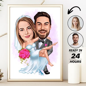 Retrato personalizado de dibujos animados de boda, retrato de caricatura de pareja personalizado, regalo para pareja, retrato de caricatura de boda, dibujos animados de pareja