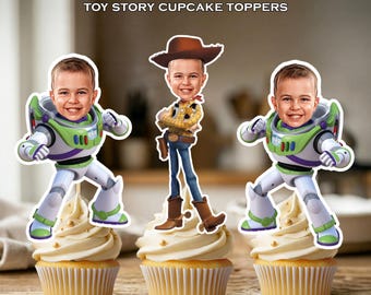 Toy Story Personalized Face Cupcake Toppers - Custom Birthday Party Decor (Digital Printable Download)