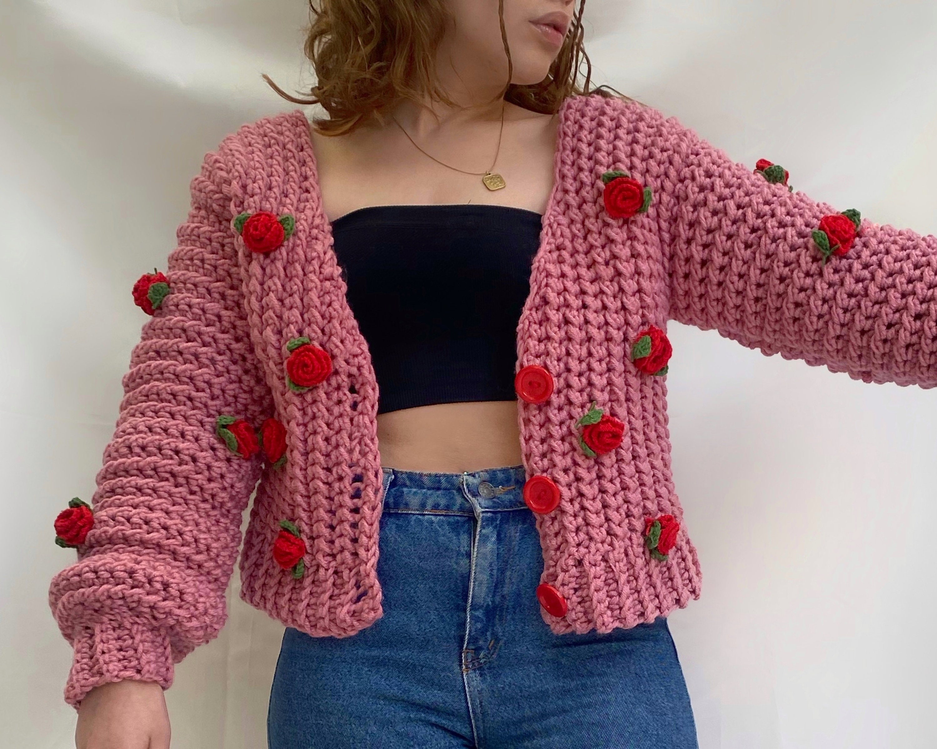 トップス treat urself Rose flower motif cardigan 7月中旬〜7月下旬発送】Rose flower motif short sleeve car
