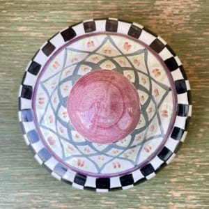 Vintage 90s MacKenzie-Childs Large Column Canister & Lid Odd Fellows Collection 17" Original Victoria and Richard image 4