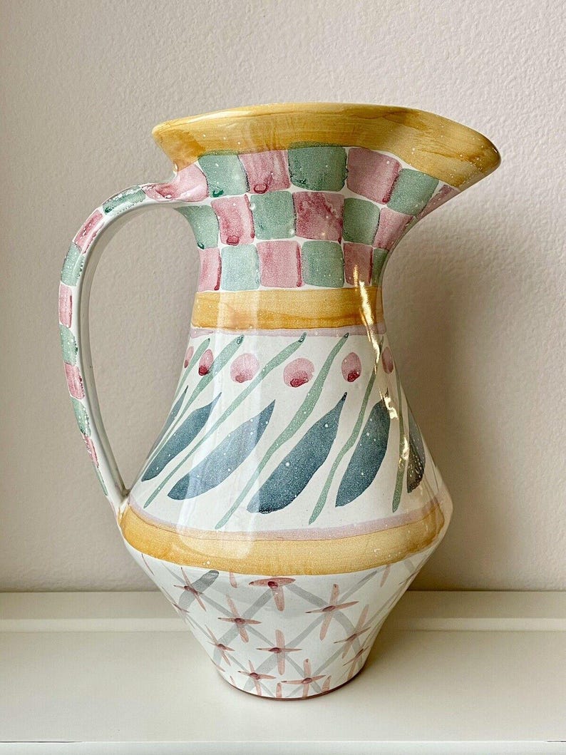 Vintage 90er MacKenzie Kinderkrug ""Brighton Pavilion"" Retired Pattern Large 12" Victoria and Richard MacKenzie-Childs." Bild 4