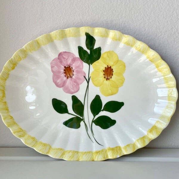 Vintage Southern Potteries Blue Ridge Serving Platter "Wrinkled Rose" Colonial Edge 13.25"