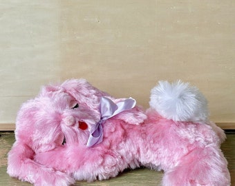 Vintage MCM Rushton Star Creation Pink "Sleepy Bunny" Rabbit Stuffed Animal/Plush Felt Eyelashes Floppy Ears 17"