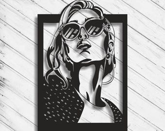 Wandbild „Schöne Frau“ (SVG, DXF, AI, Laserschnittdatei) – Wanddekoration, kompatibel mit Glowforge, xTool, Cricut, CNC-Fräsen für Holz, Metall und Vinyl – Sofortiger digitaler Download