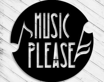 Music Wall Art Svg Dxf Ai Laser Cut File for Wall Decor, Glowforge xTool Cricut CNC Wood Metal Paper Vinly Cutting Instant Digital Download