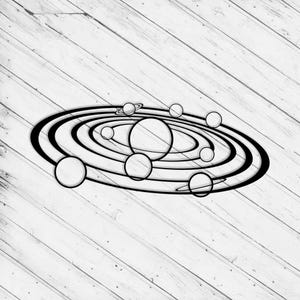 Solsystemets väggkonst Svg Dxf AI laserskuren fil för väggdekor, Glowforge xTool Cricut CNC trä metall vinylskärning omedelbar digital nedladdning