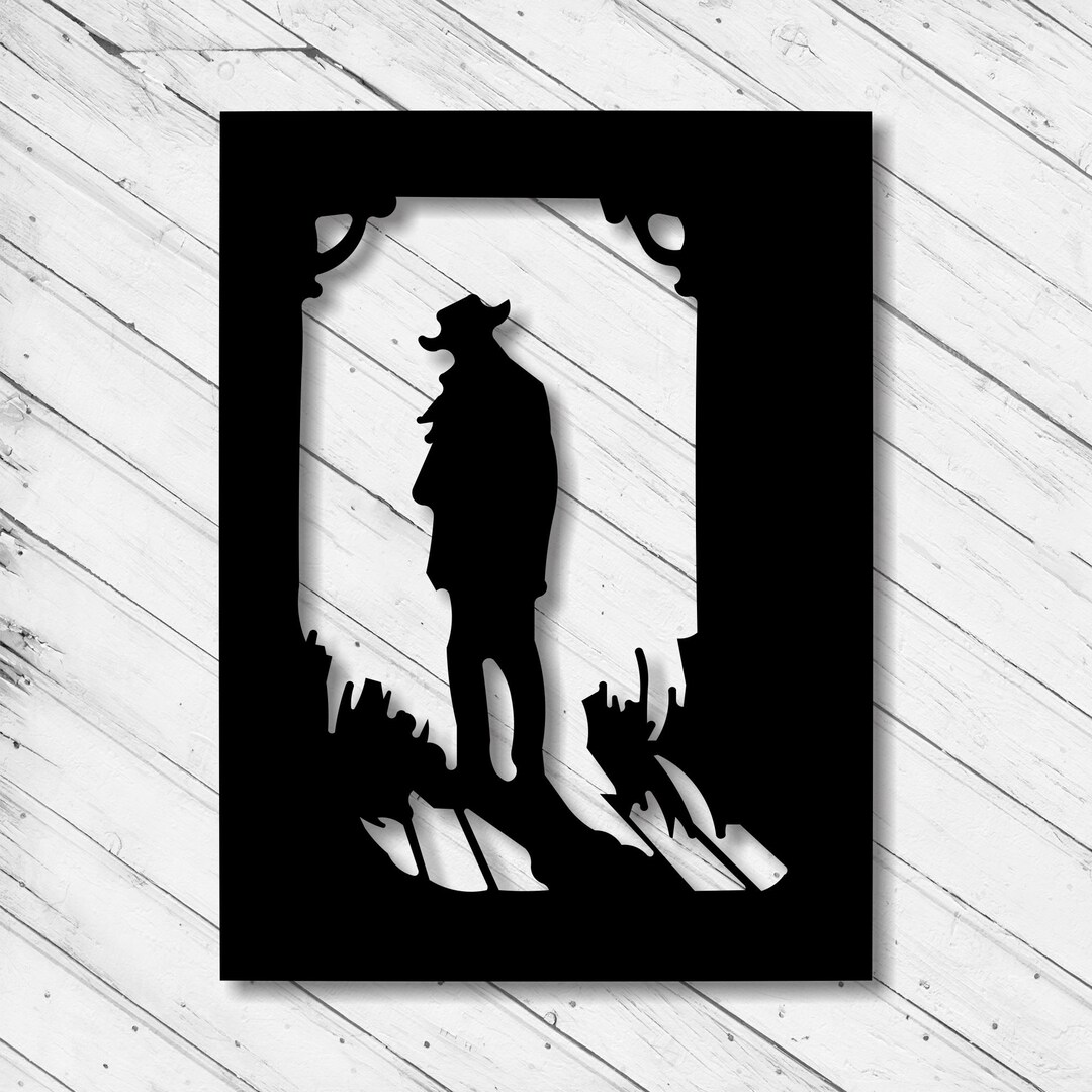 Cowboy Shadow Wall Art Laser Cut File (digital Download) - Etsy