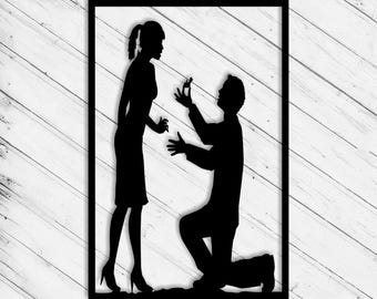 Valentinstag Wand Kunst SVG Ai Laser Cut Datei Wanddekor, Glowforge xTool Cricut CNC Holz Metall Papier Vinly Schneiden Sofortiger digitaler Download