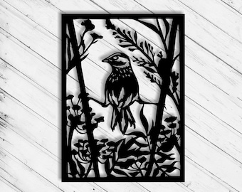 Lasergesneden bestand vogelmotieven: kunst aan de muur (digitale download)