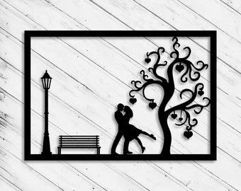 Valentinstag Wand Kunst SVG Ai Laser Cut Datei Wanddekor, Glowforge xTool Cricut CNC Holz Metall Papier Vinly Schneiden Sofortiger digitaler Download