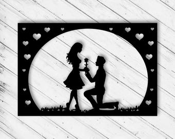 Valentinstag Wand Kunst SVG Ai Laser Cut Datei Wanddekor, Glowforge xTool Cricut CNC Holz Metall Papier Vinly Schneiden Sofortiger digitaler Download