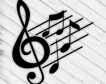 Music Notes Wall Art Svg Dxf Ai Laser Cut File Wall Decor Glowforge xTool Cricut CNC Wood Metal Paper Vinly Cutting Instant Digital Download