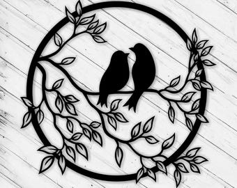 Vogel kunst aan de muur Svg Dxf Ai lasergesneden bestand voor wanddecoratie, Glowforge xTool Cricut CNC hout metaal papier Vinly snijden Instant Digitale Download