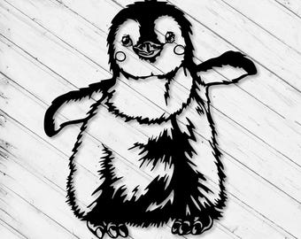 Penguin Playing Golf Laser Cut File: SVG DXF Clipart (digital