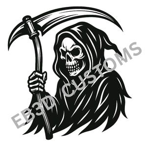Grim Reaper SVG DXF PNG Ai - Laser Cut File Cnc Router - Halloween Death Skull Scythe Design - Commercial Use Digital Download