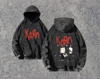Korn Rock Band World Tour Hoodies, Vintage Washed Sweatshirts, Hip Hop Streetwear mit Kapuze, Pullover Lose Y2K Tops, Harajuku Hoodie Retro Y2K