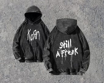 Korn Rock Band World Tour Hoodies, Vintage Washed Sweatshirts, Hip Hop Streetwear mit Kapuze, Pullover Lose Y2K Tops, Harajuku Hoodie Retro Y2K