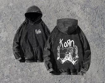 Korn Rock Band World Tour Hoodies, Vintage Washed Sweatshirts, Hip Hop Streetwear mit Kapuze, Pullover Lose Y2K Tops, Harajuku Hoodie Retro Y2K