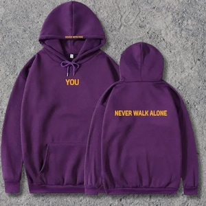 JIMIN パーカー、オリジナルパーカープリント Seven With You、You Never Walk Alone、JIMIN ファン向けグッズカード パープル スウェットシャツ、ユニセックス パーカー
