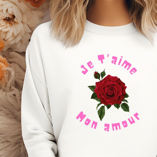 Heartfelt Love Inscription - "I Love You" French Inspired Women's Sweatshirt - Perfect Valentine's Day or Special Event Gift