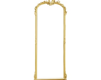 Royal gold Wooden wall mirror frame, handmade Wood wall decor mirror, Mid-century wall fixture