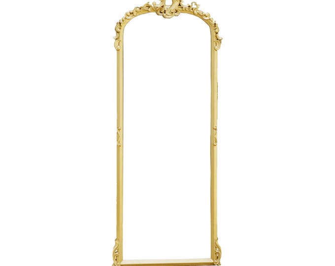 Royal gold Wooden wall mirror frame, handmade Wood wall decor mirror, Mid-century wall fixture