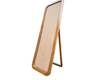 Mid century Modern Wooden mirror Frame, handmade Teak Wood mirror frame Free standing and  wall fixture