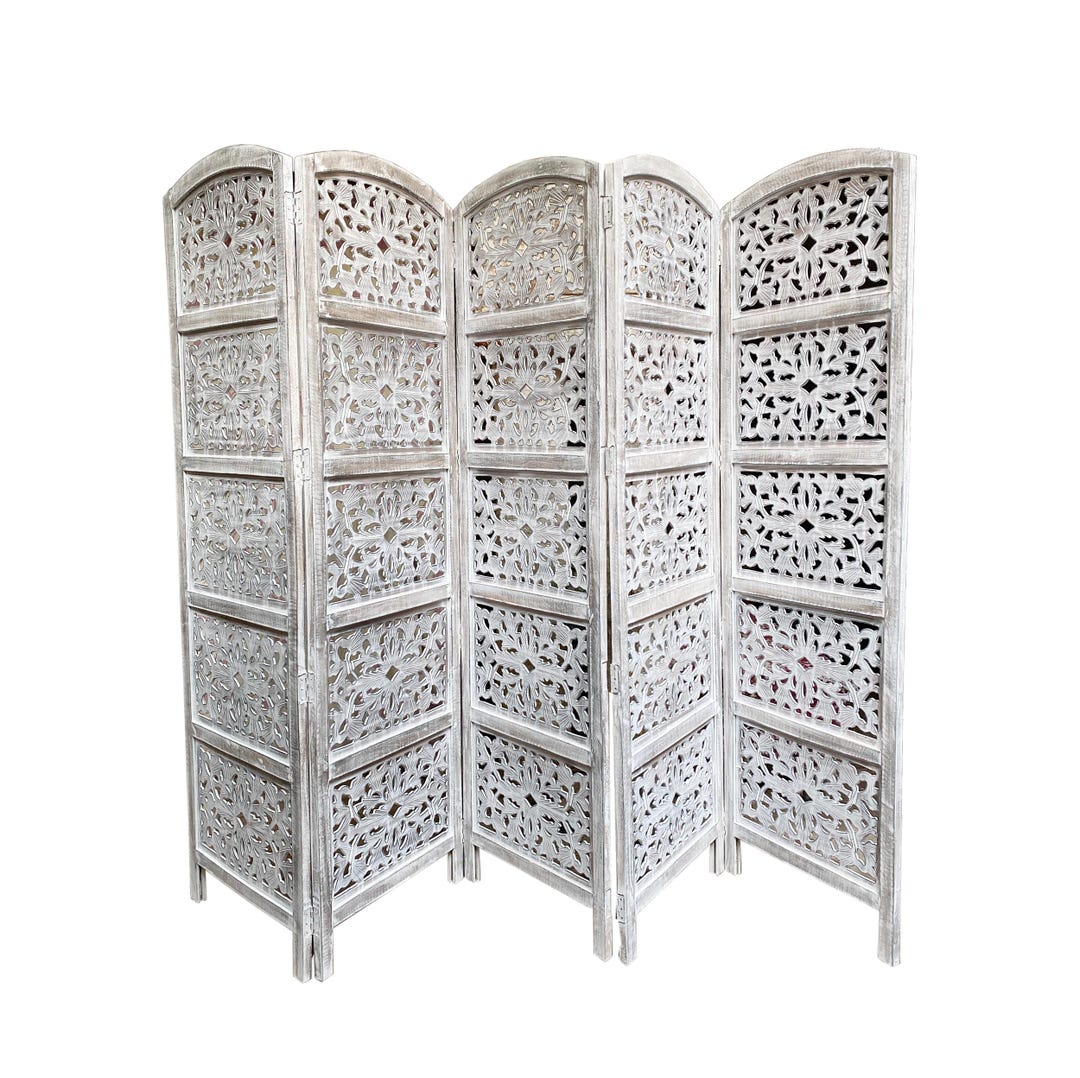 Rustic Timber Partition Handmade Rustic White Wood Room Divider: Mid-century Modern Partition ...