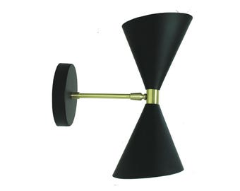 2 Light Italian Wall sconce Mid century Articulated brass wall light fixture