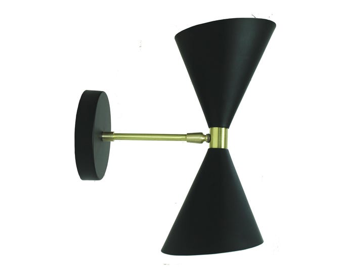 2 Light Italian Wall sconce Mid century Articulated brass wall light fixture