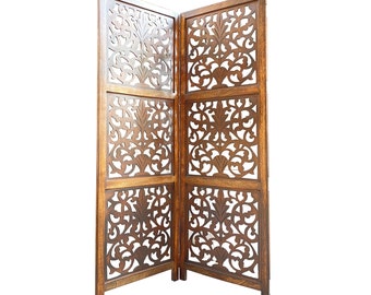 7 Feet tall flower Style Wooden Folding Divider, Partition, Handmade Self standing screen