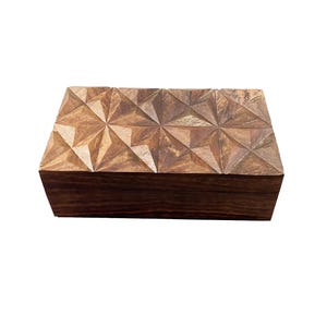 Wood Asymmetric Carving Box, handmade Wooden jewelry box, Interior décor box, mid century Home Improvement, Gift for her