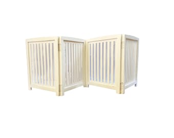 Mid century Small White Wooden Folding Divider, Partition, Handmade Self standing separator for pet and baby