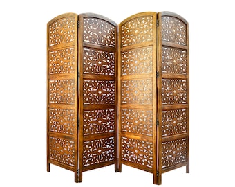Mid century Round top Design Wooden Folding Divider, Partition, Handmade Self standing separator up to 7 feet