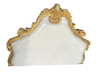 Wooden Large Gilt Wood King/Queen Headboard, 20th Century Gold Handmade Rococo Headboard