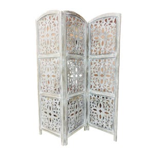 Handmade Wooden Folding Room Divider: Mid-Century Modern Partition