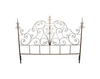 Italian Gold Gilt Metal Headboard Handmade 20th Century Rococo Headboard, King/Queen French Louis XV style