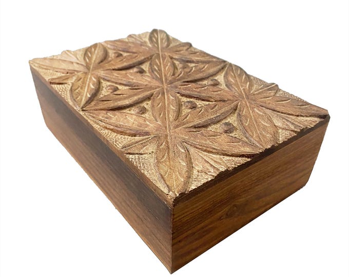 Wood Carving Box, handmade Wooden jewelry box, Interior décor box, mid century Home Improvement, Gift for her