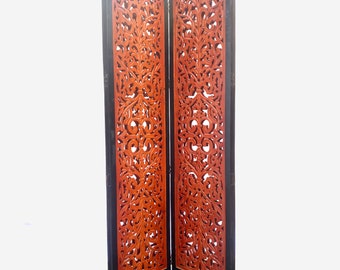 Mid Century Mesh Design Wooden Folding partition, Self standing divider
