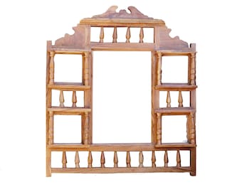 MId century Style Wooden wall mirror frame, handmade Wood wall decor mirror, Old school wall fixture
