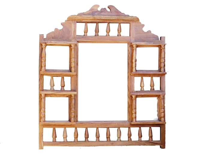 MId century Style Wooden wall mirror frame, handmade Wood wall decor mirror, Old school wall fixture