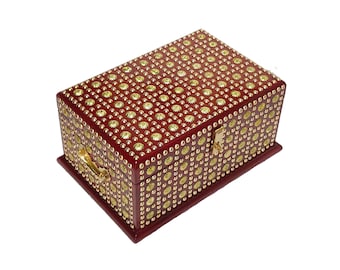 Wooden brass Decorative  chest box, beautiful house warming gift, handmade wood Storage box