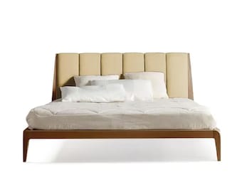 Verso nord Solid Wood upholstered Bed, Handmade Low post High quality Bohemian Bed Frame