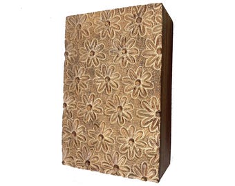 Wood flower Carving Box, handmade Wooden jewelry box, Interior décor box, mid century Home Improvement, Gift for her