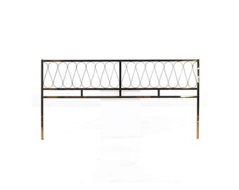 Mastercraft Mid century Brass Polished King/Queen Headboard, 20th Century Handmade Rococo Headboard