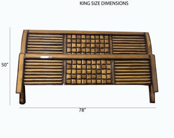 Mid century carved Handmade Large Gilt Wood King/Queen Headboard, 20th Century Handmade Rococo Headboard and footboard set